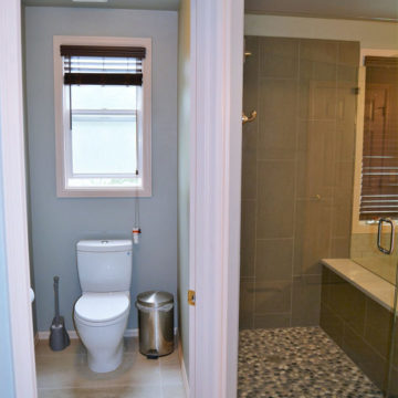 Completed separate toilet area with new paint premium blinds tile flooring Toto dual flush toilet