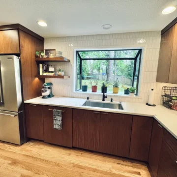 Custom cabinets with hidden dishwasher