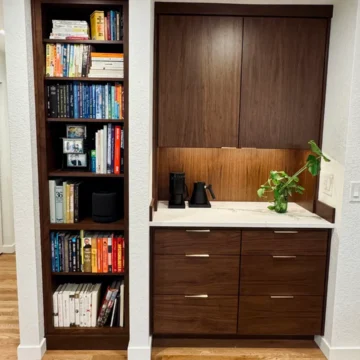 New bookshelf and coffee bar
